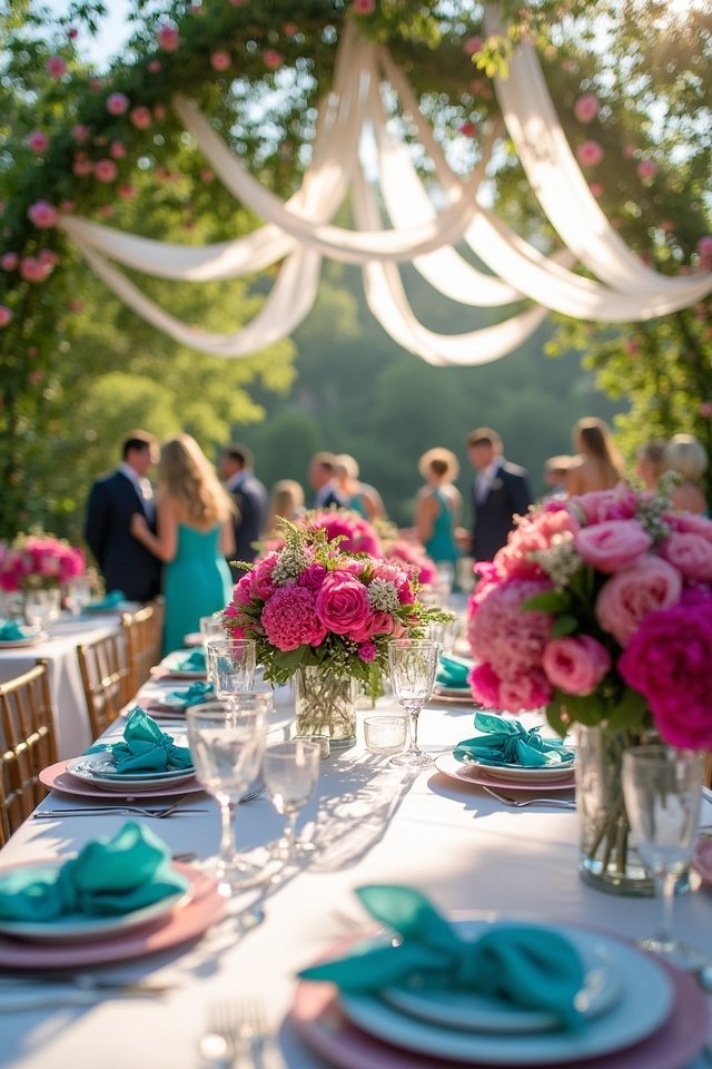 vibrant fuchsia and teal celebration