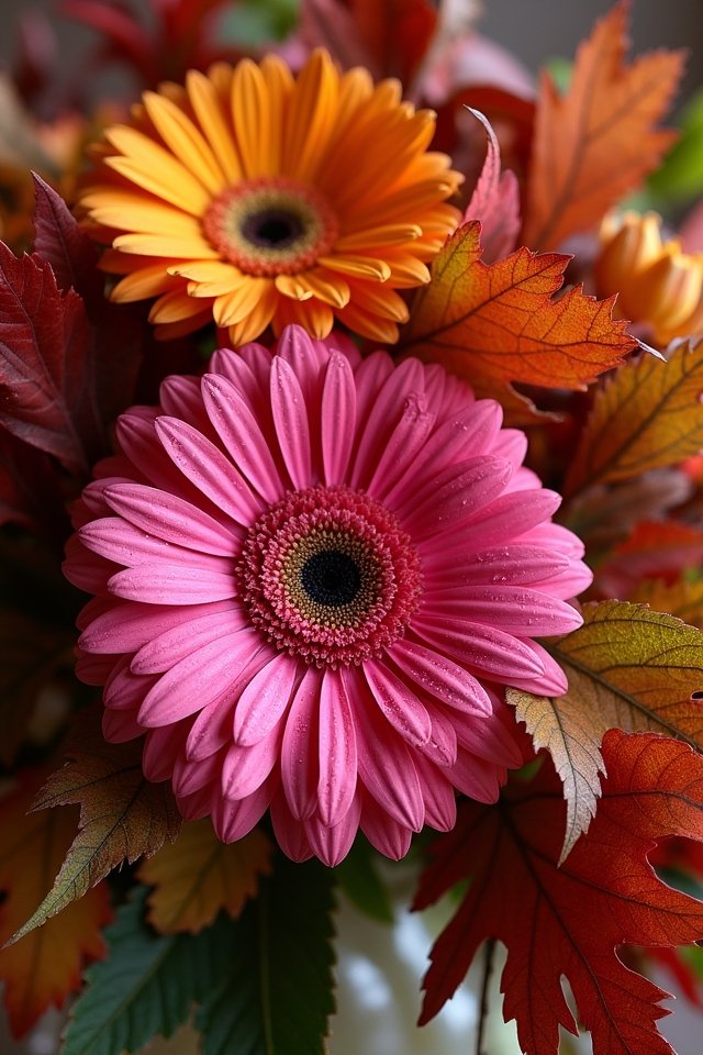 vibrant gerberas with foliage