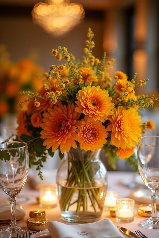 vibrant marigold floral arrangements