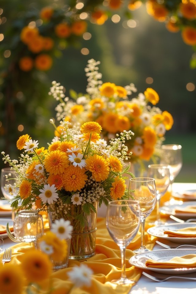 vibrant marigold wedding decor