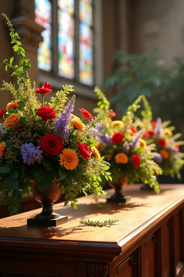 vibrant mixed floral centerpieces