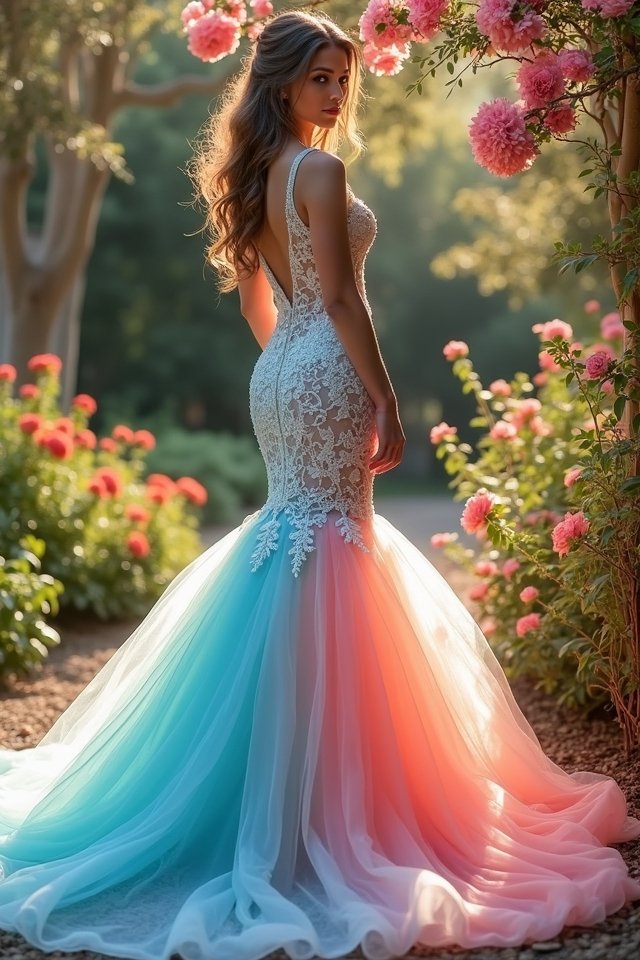 vibrant ombre mermaid gown