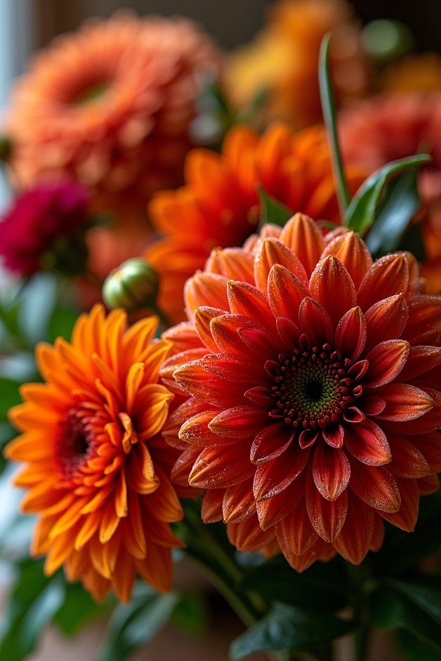 vibrant orange dahlia bouquet