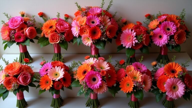 vibrant pink and orange bouquets