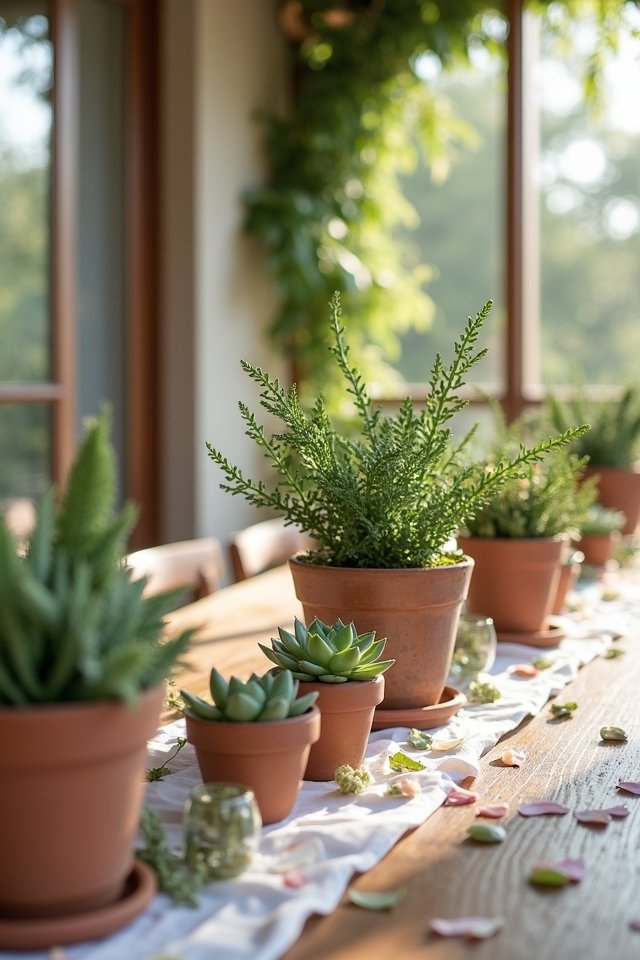 vibrant potted plant centerpieces