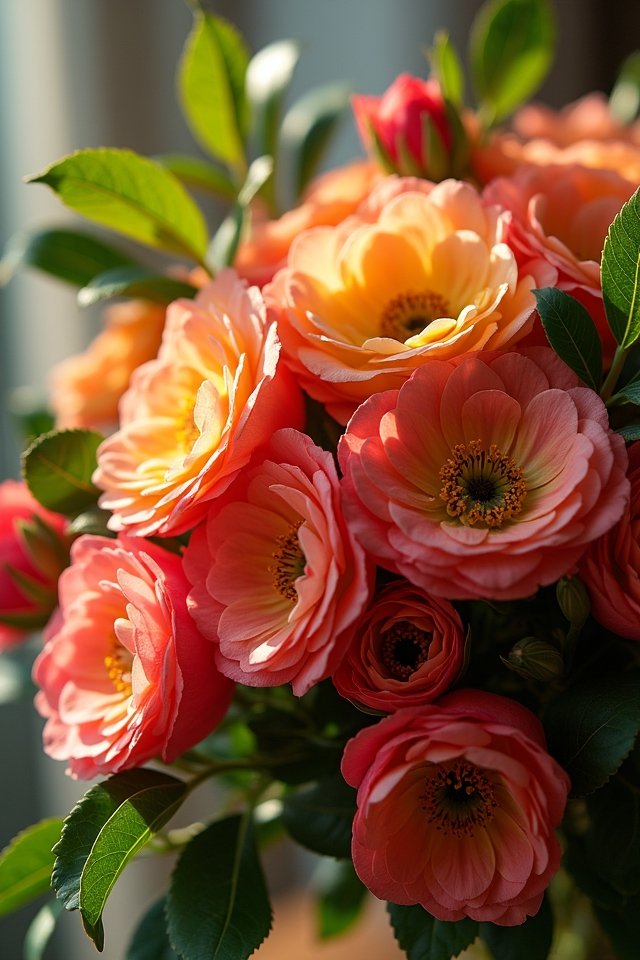 vibrant quince mixed bouquet