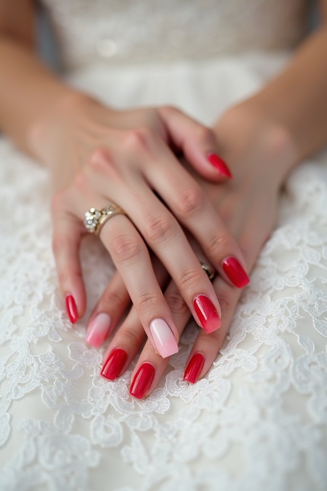 vibrant red pink ombre