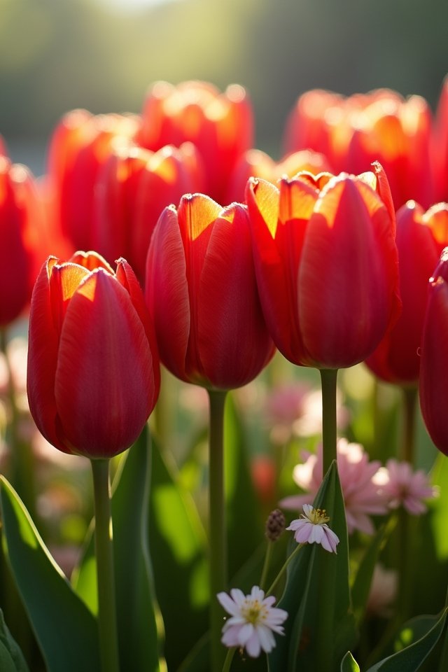 vibrant red tulips romance