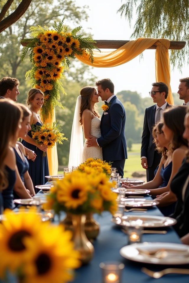 vibrant sunflowers navy elegance