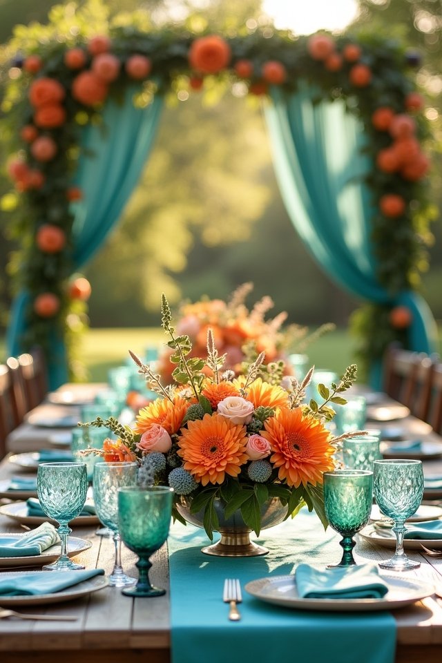 vibrant tangerine and teal