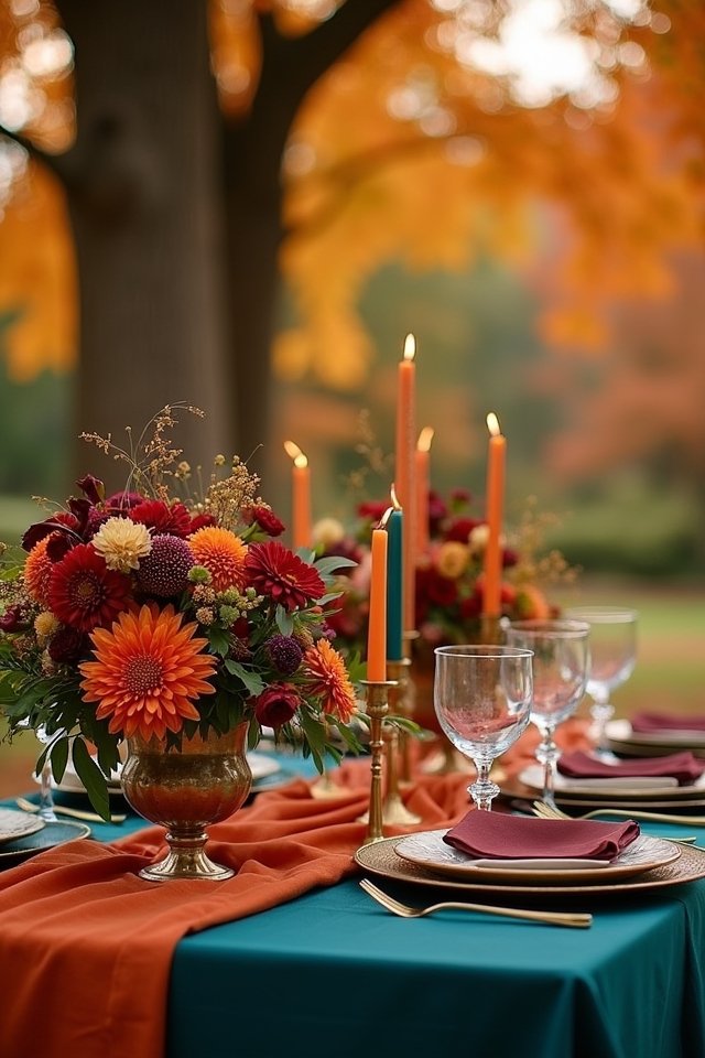vibrant teal and burnt orange