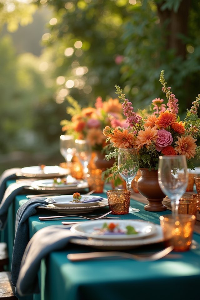 vibrant teal and terracotta decor