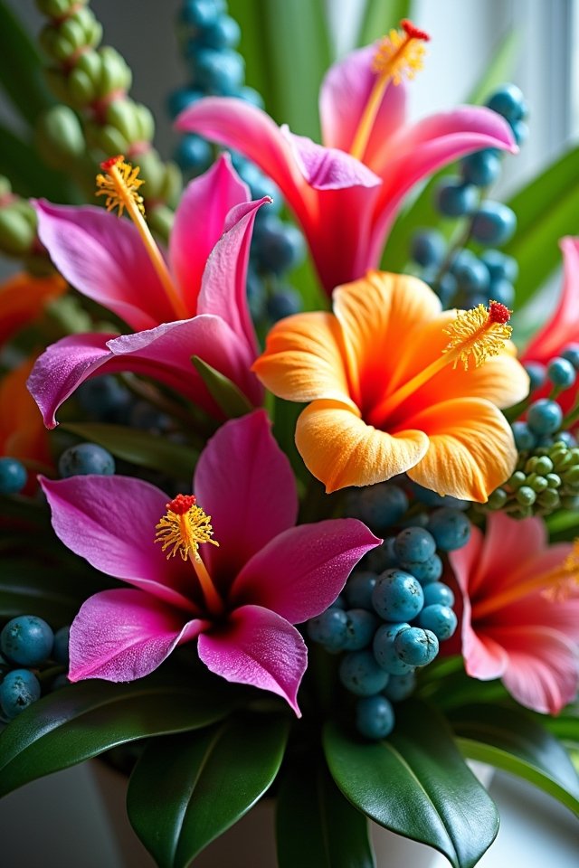 vibrant tropical flower arrangements