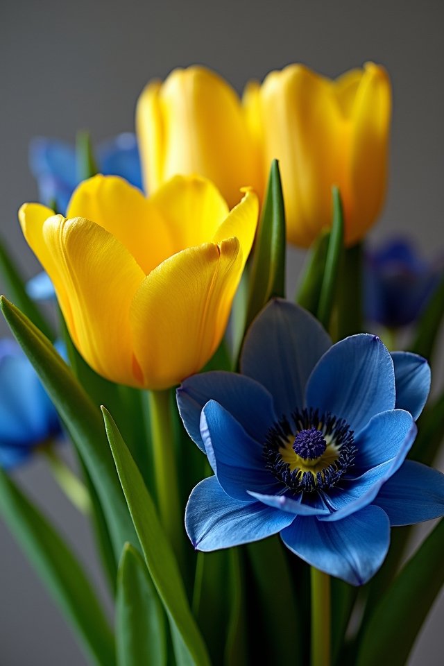 vibrant tulips striking anemones
