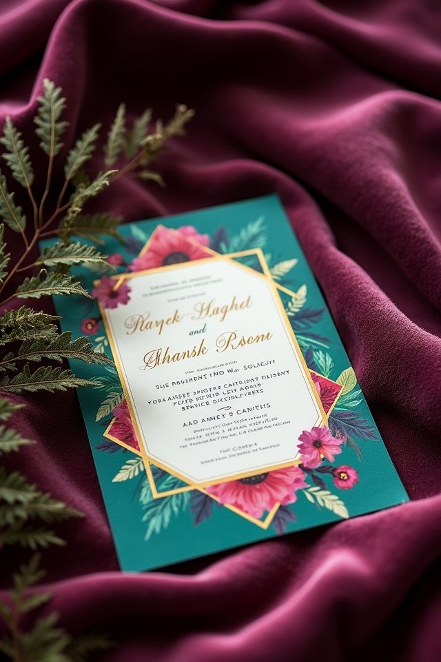 vibrant wedding invitation colors
