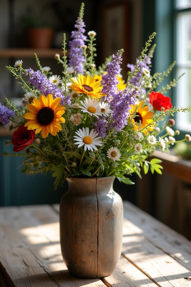 vibrant wildflower home arrangements