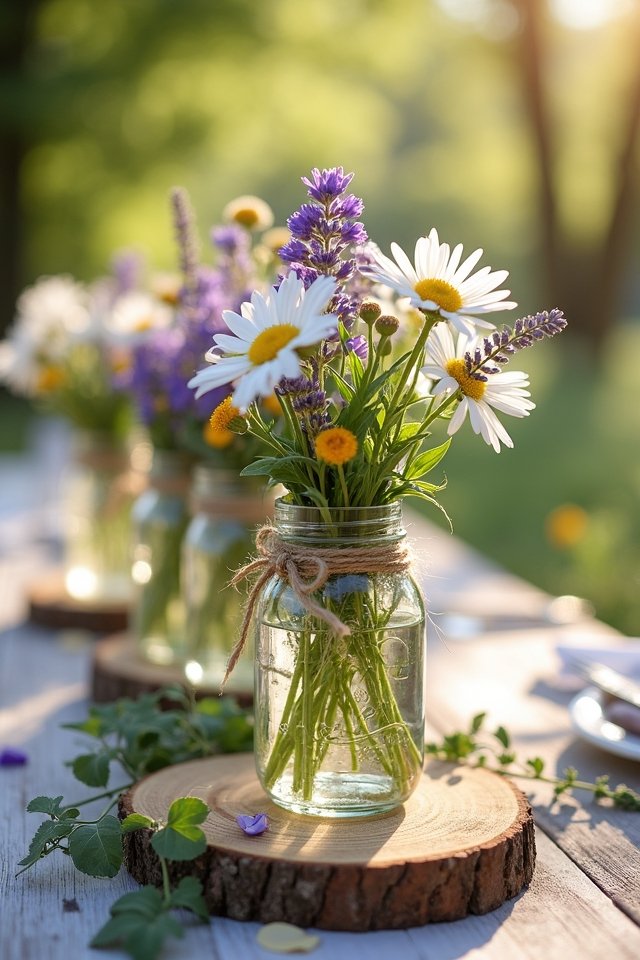 vibrant wildflower mason jars