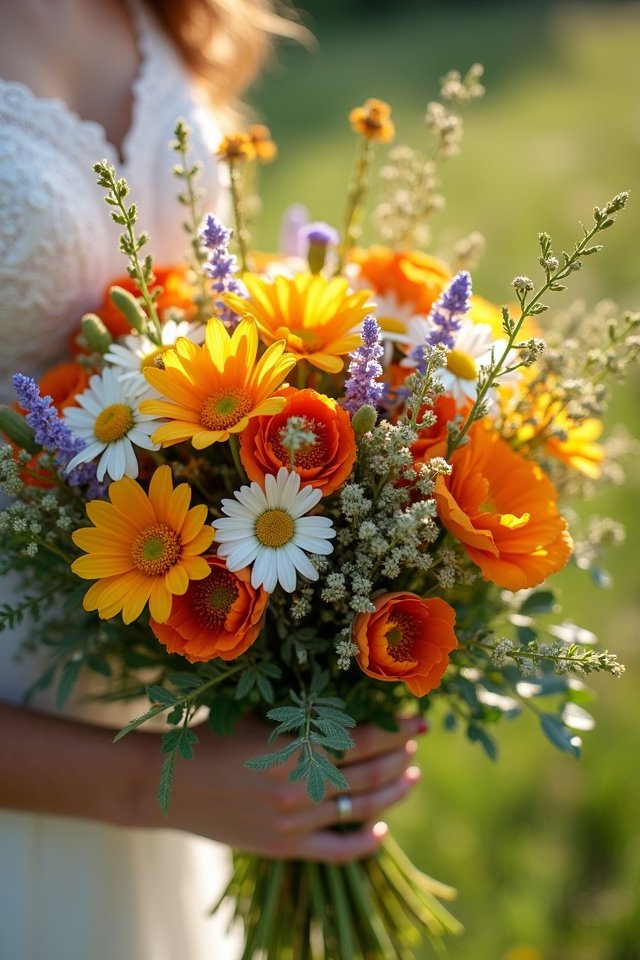 vibrant wildflower wedding bouquet