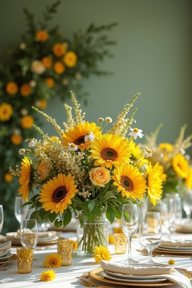 vibrant yellow green centerpieces