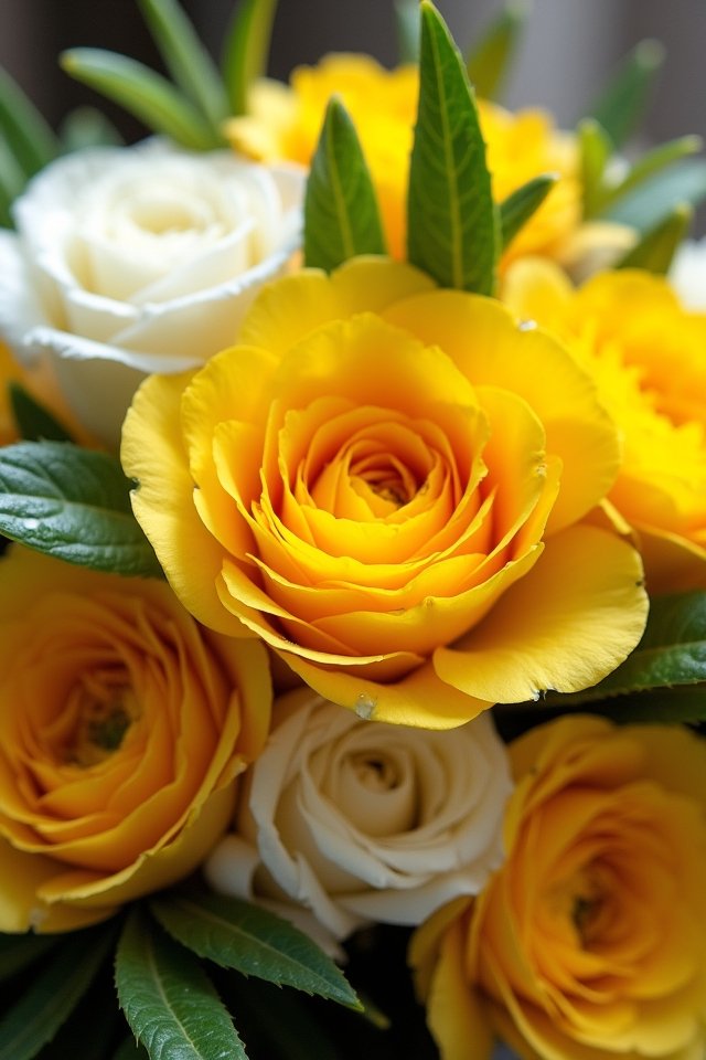 vibrant yellow ranunculus bouquet