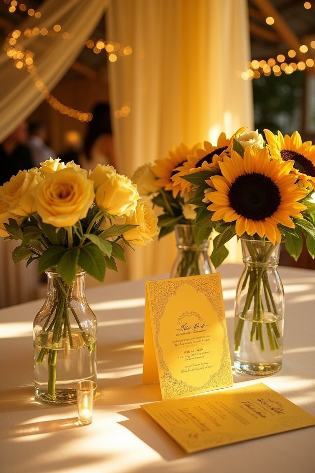 vibrant yellow wedding invitations