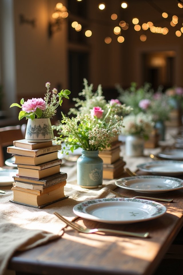 vintage books as decor