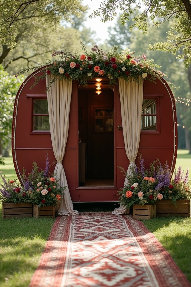 vintage caravan wedding entrance