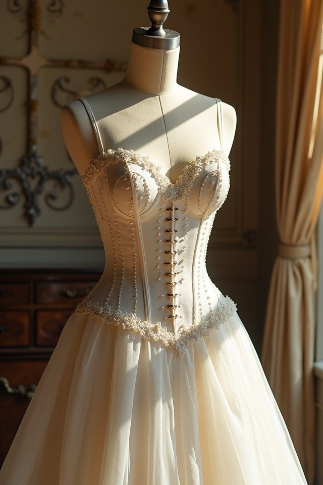 vintage corset with pearls