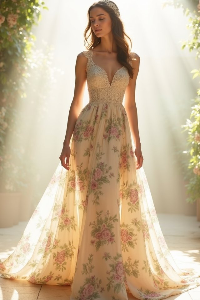vintage floral charm gown