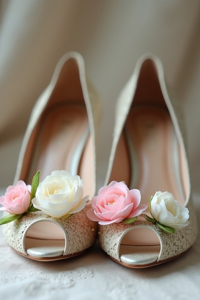 vintage floral peep toe pumps