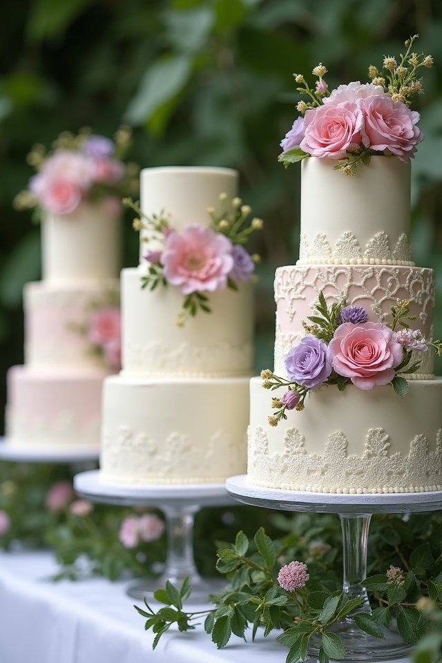vintage floral wedding cake