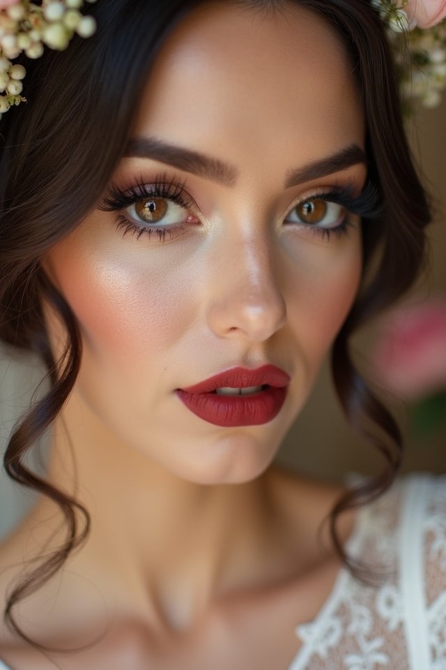 vintage glam with dramatic lashes