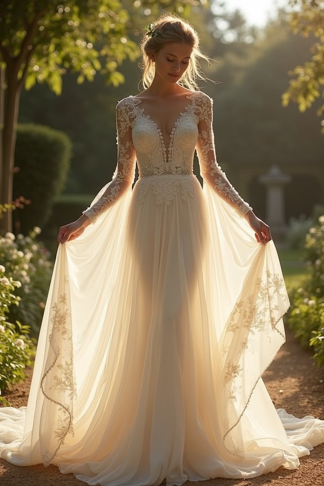 vintage gowns with dramatic sleeves