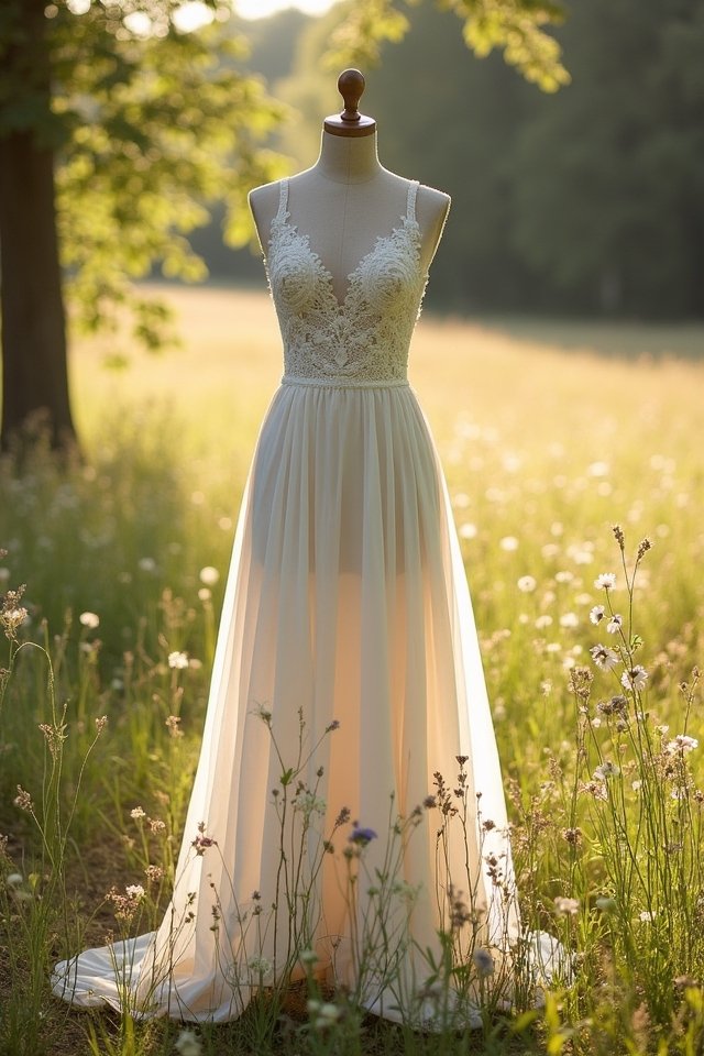 vintage lace a line gown