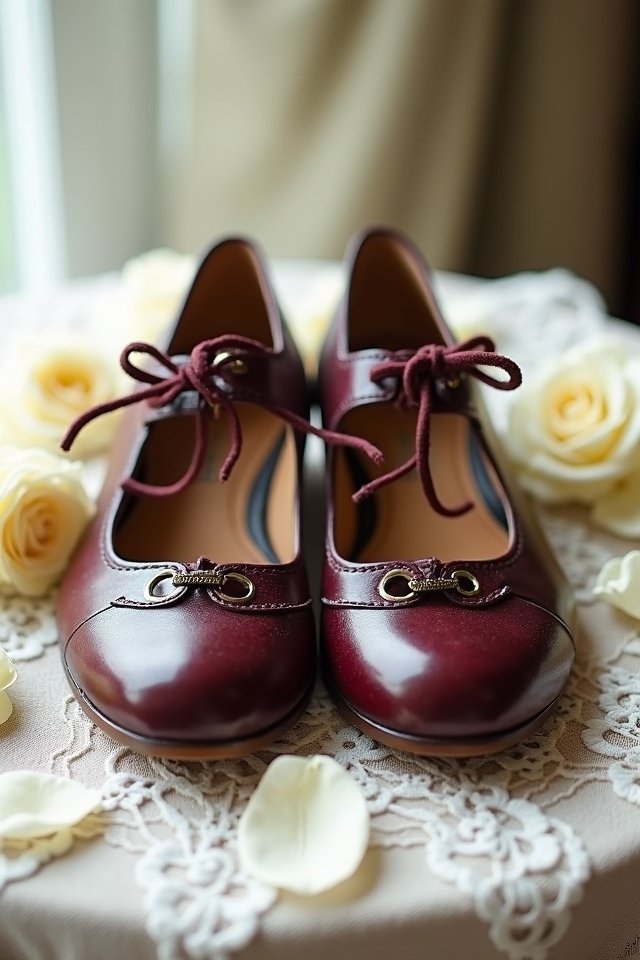 vintage lace up bridal flats