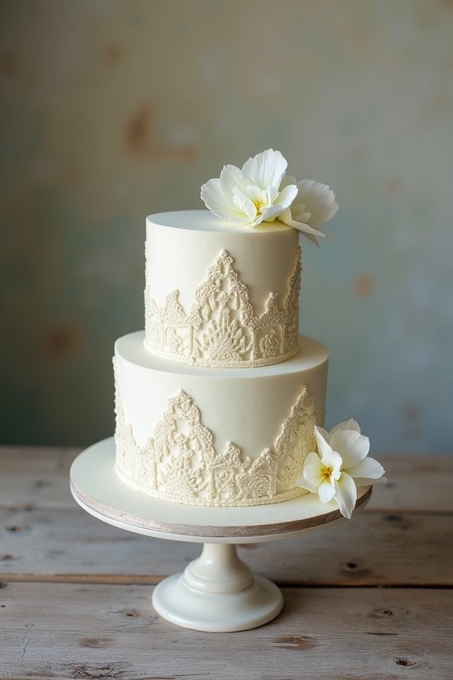 vintage lace wedding cake