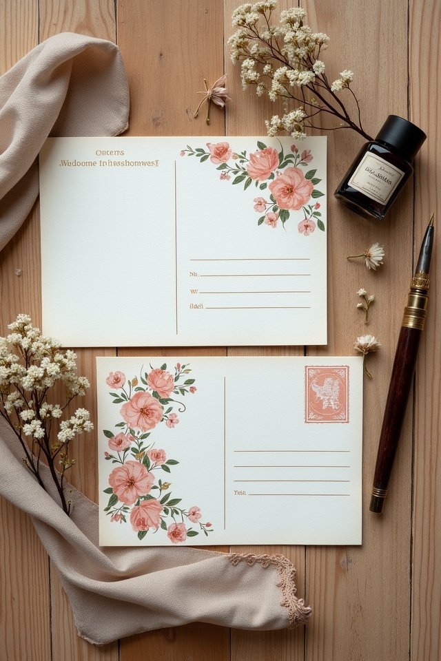 vintage postcard wedding invitations