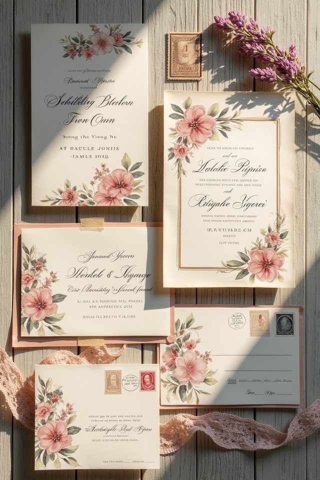 vintage postcard wedding invitations
