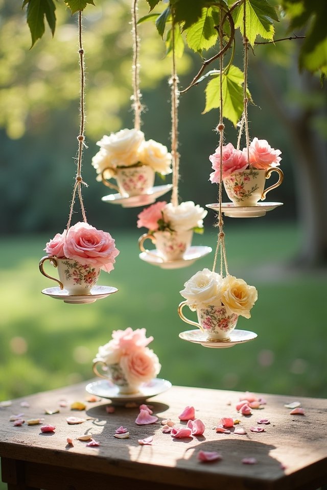 vintage teacup floral display
