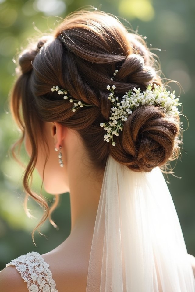 vintage updo with veil