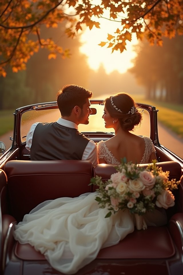 vintage wedding car elegance
