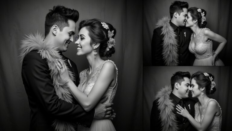 vintage wedding photobooth poses