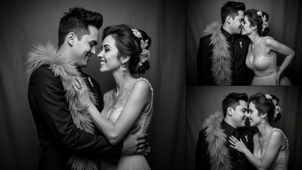 vintage wedding photobooth poses