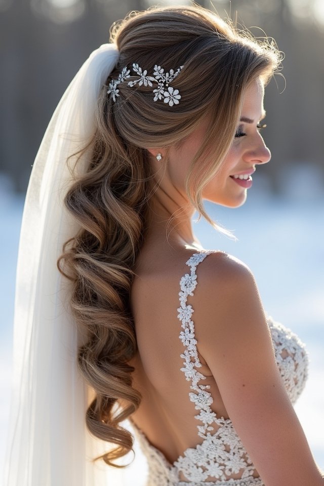 voluminous curls with accessories