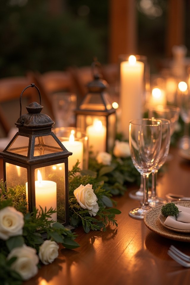 warm candlelight and lanterns