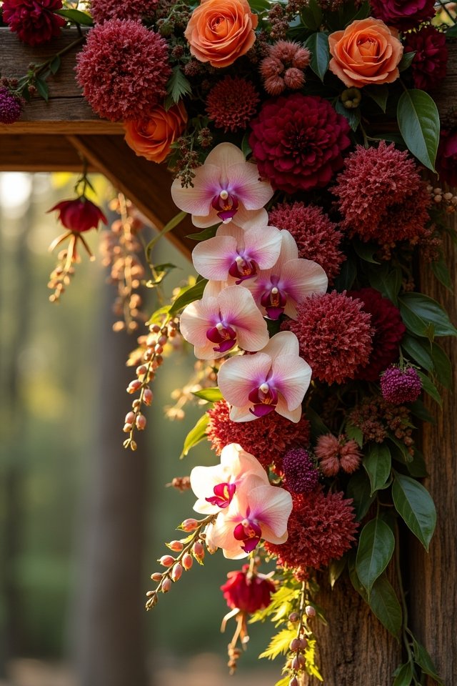 warm earthy orchid arrangements
