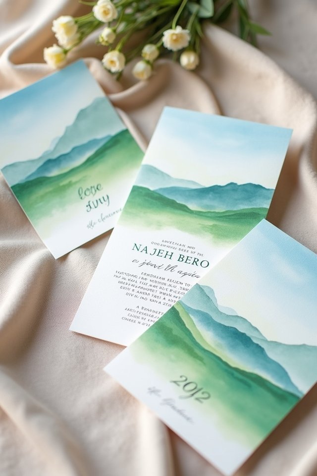 watercolor nature inspired invitations