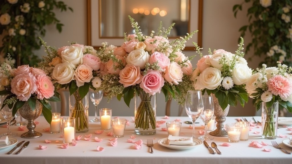 wedding table flower arrangements