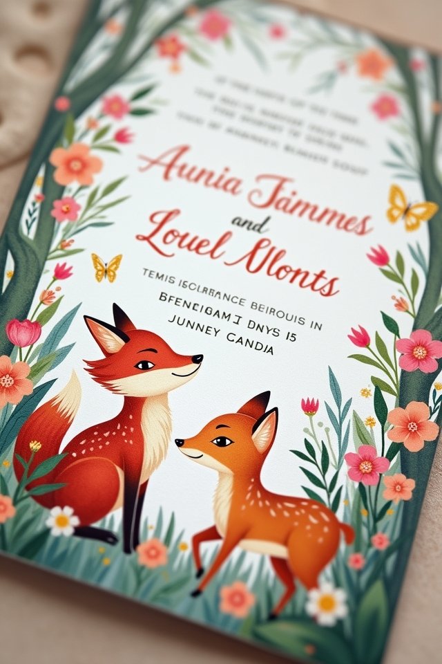 whimsical animal themed wedding invitations