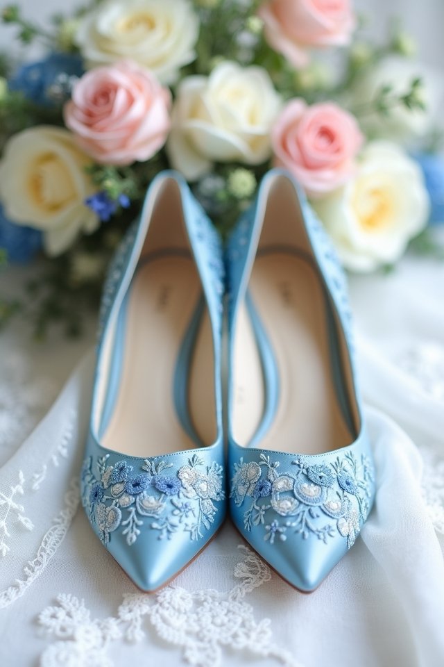 whimsical blue floral shoes